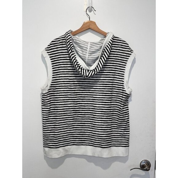 NWT Lauren Ralph Lauren Black & White Sleeveless Striped Zip Pockets Women's Hoo - Picture 6 of 11